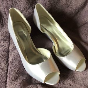 White wedge bridal shoes